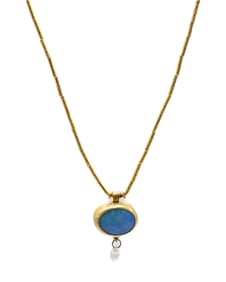 Gurhan 24K Gold Opal And Diamond Pendant Necklace