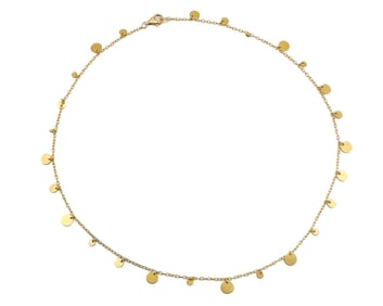23K Gold Disk Chain Necklace with 14K Clasp