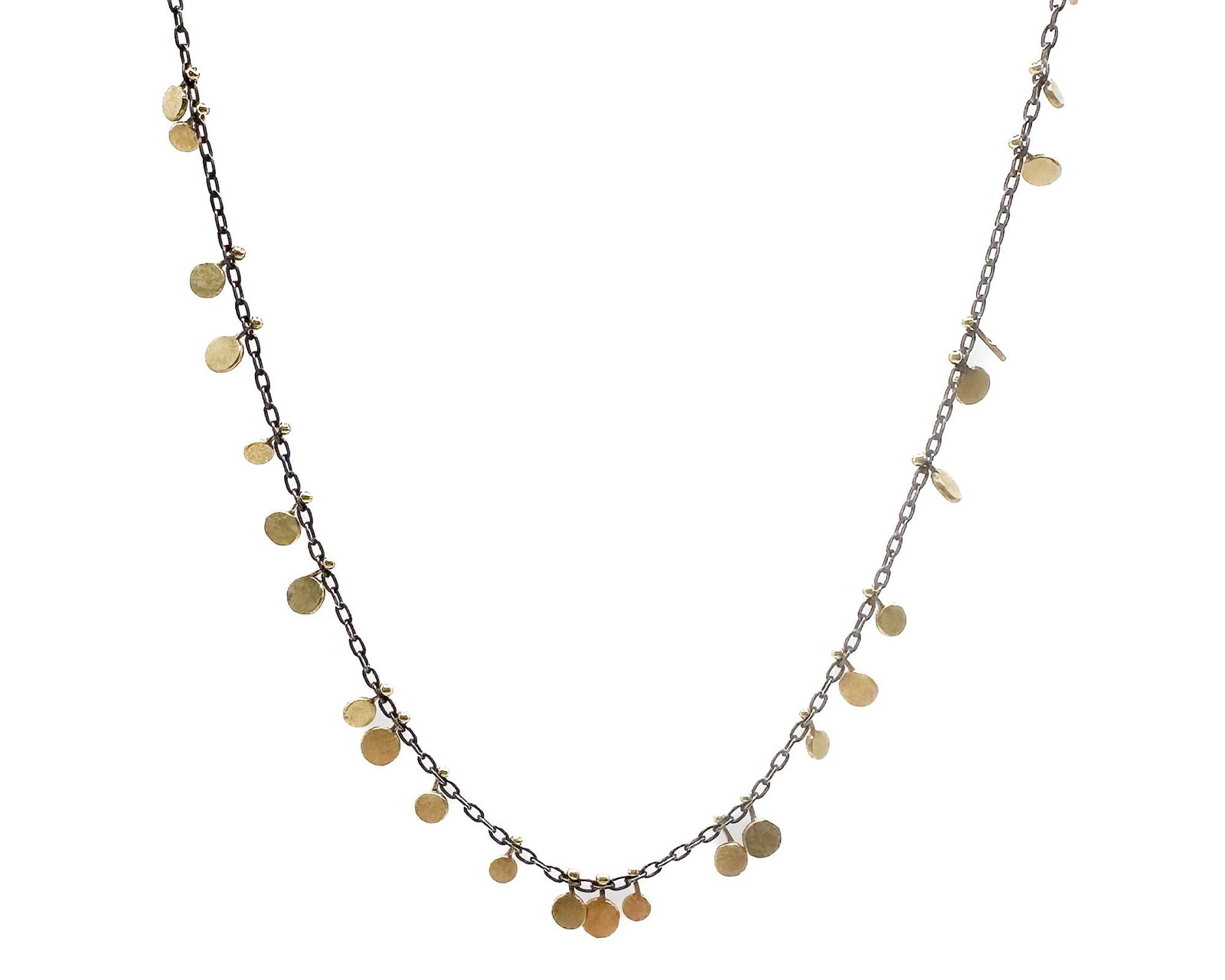 22K Gold & Oxidized Silver Tiny Dot Necklace (1 of 4)