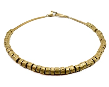 H. Stern 18K Yellow Gold Hammered Barrel Bead Bracelet