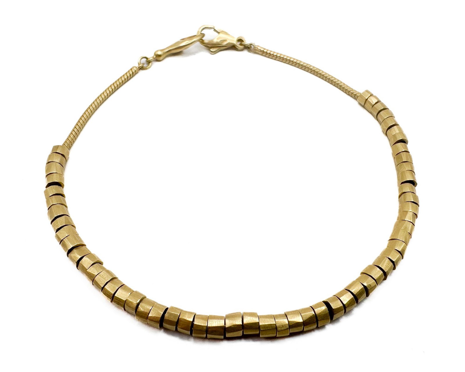 H. Stern 18K Yellow Gold Hammered Barrel Bead and Snake Chain Bracelet (1 of 3)
