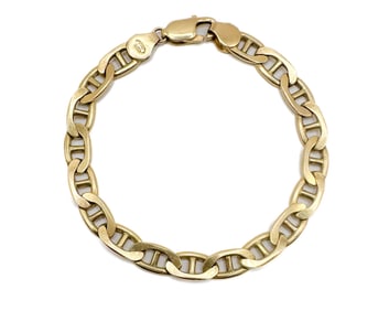 14K Yellow Gold Mariner Link Bracelet, Italian Made