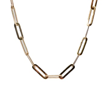 Melissa Joy Manning 14K Gold Hand-Hammered Paper Clip Link Necklace