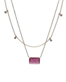 Jamie Joseph 14K Yellow Gold Pink Tourmaline And Diamond Double Strand Necklace