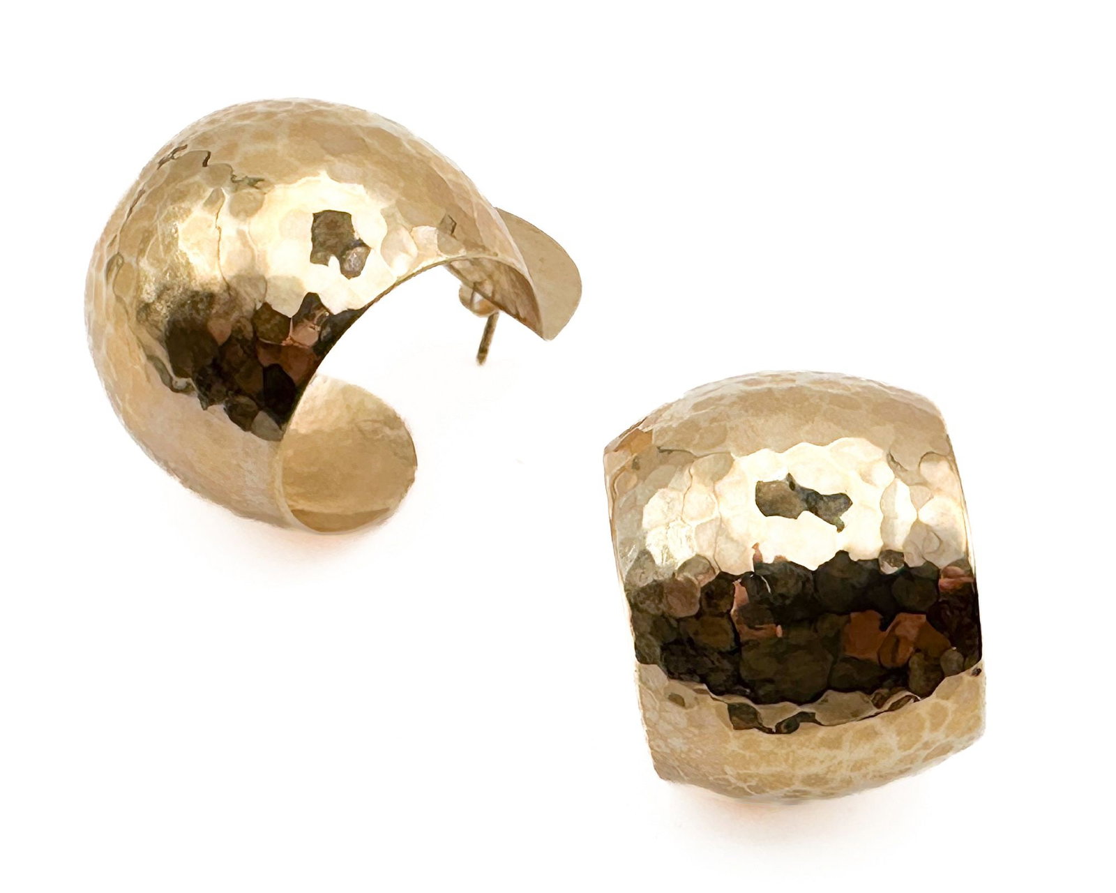 The Golden Bear 14K Yellow Gold Large Tab Hoop Earrings, Hammered Finish (1 of 4)