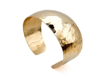 The Golden Bear 14K Yellow Gold Small Hammered Cuff Bracelet, Vale CO