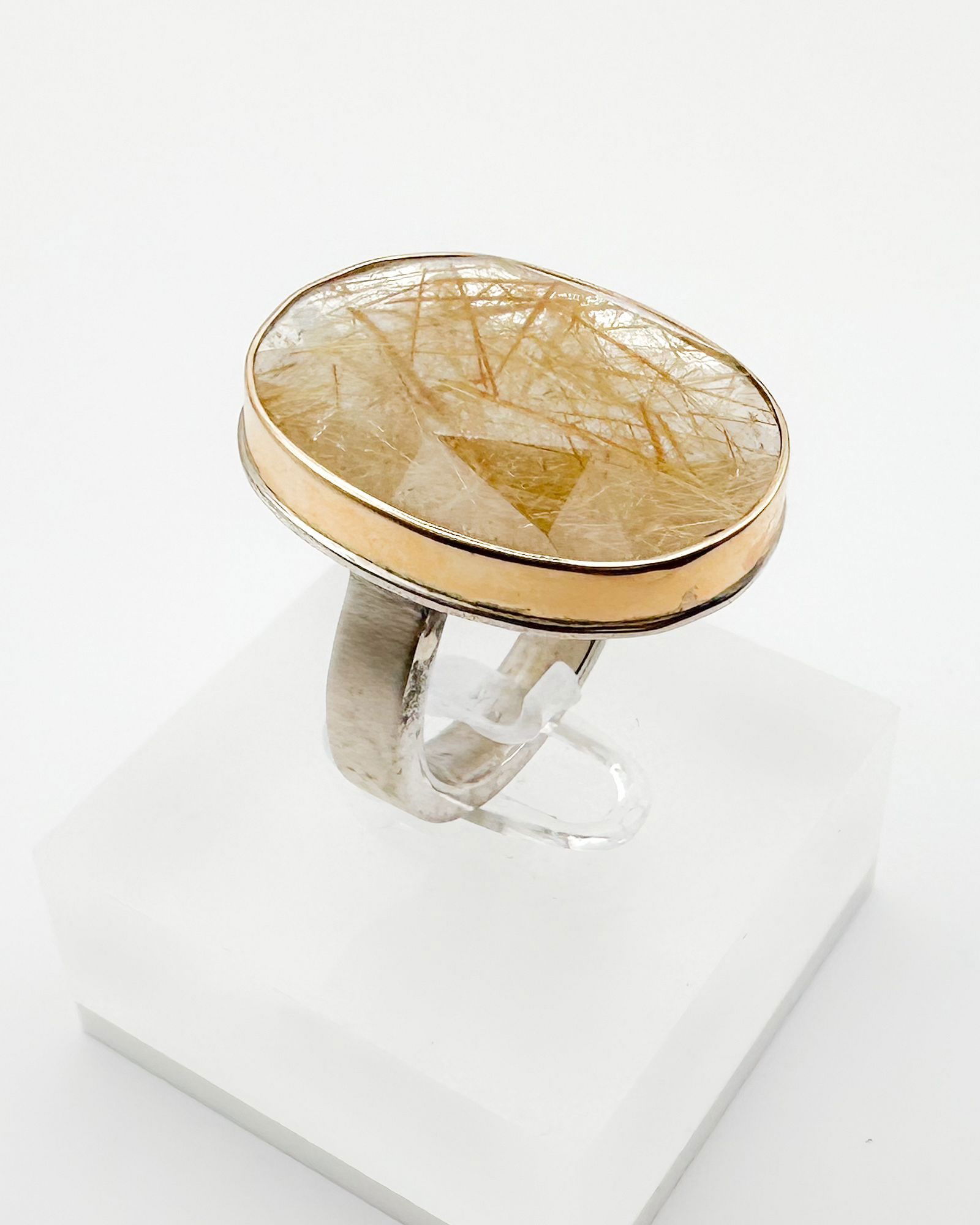 Jamie Joseph Sterling Silver & 14K Gold Rutilated Quartz Ring, Size 8 (1 of 4)
