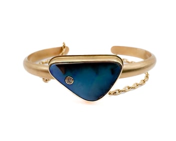 Jamie Joseph 14K Yellow Gold Opal And Diamond Cuff Bracelet