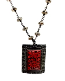 Sage Machado Cinnabar Floral Pendant Necklace