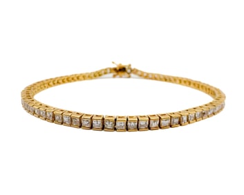 18K Yellow Gold Diamond Tennis Bracelet