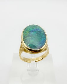 Ten Thousand Things 18K Yellow Gold Opal Cabochon Ring, Size 9.5