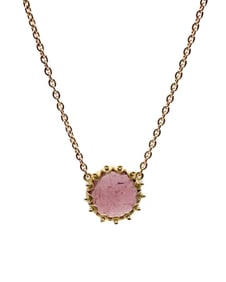 18K Yellow Gold Pink Tourmaline Pendant Necklace