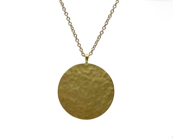 Me & Ro 18K Yellow Gold Hammered Disk Pendant Necklace