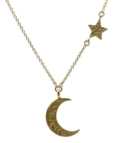 Me & Ro 18K Gold Paisley Moon And Star Pendant Necklace