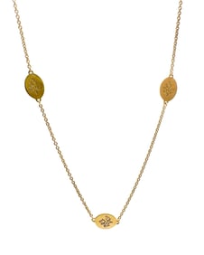 Me & Ro 18K Yellow Gold Engraved Roses Chain Necklace