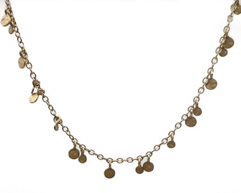 Me & Ro 10K Gold Tiny Hammered Disc Chain Necklace
