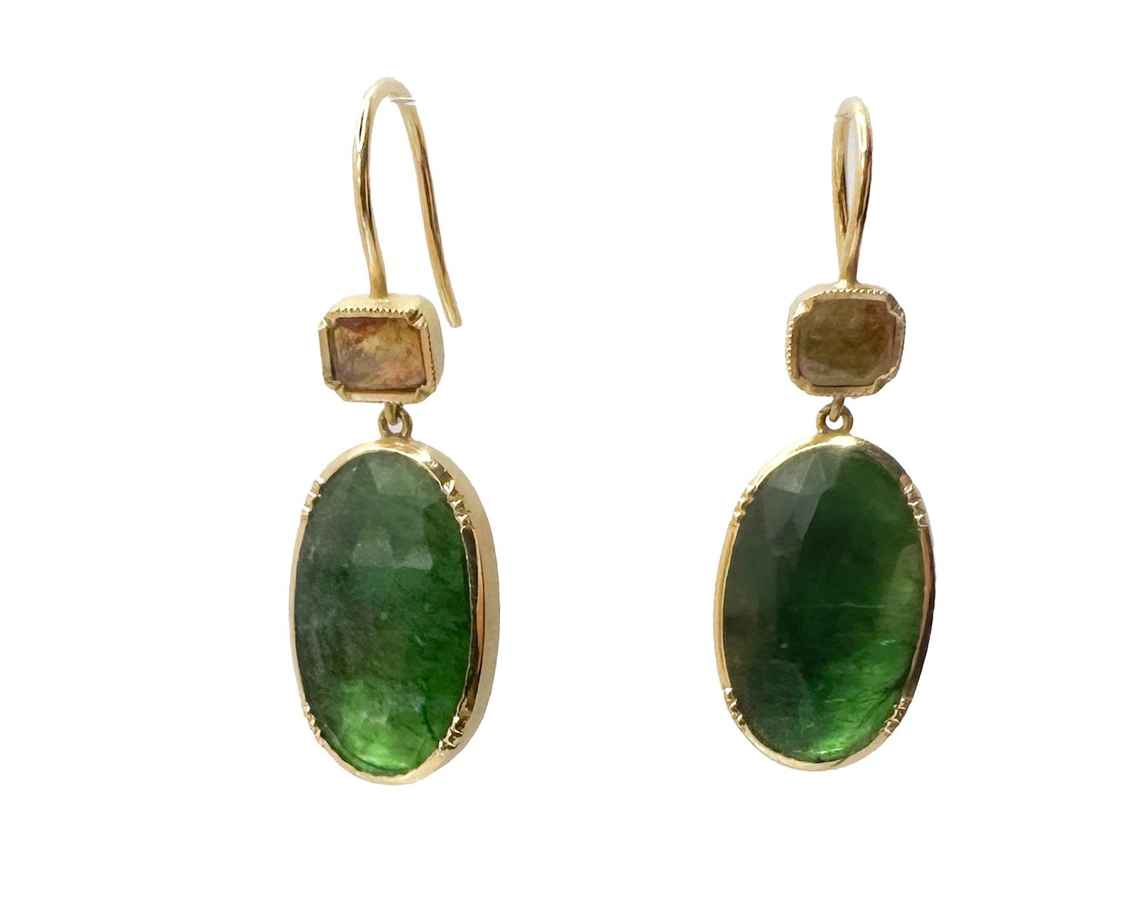 Brooke Gregson 22K Gold Emerald & Diamond Drop Earrings (1 of 3)