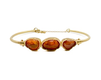 Brooke Gregson 18K Yellow Gold Three Orange Gemstone Cuff Bracelet