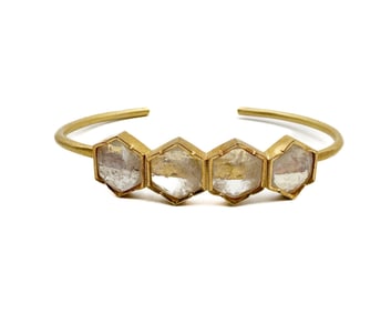 Brooke Gregson 18K Gold Four Moonstone Cuff Bracelet