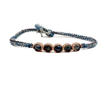 Brooke Gregson 14K Gold Five Sapphire Silk & Chain Bracelet