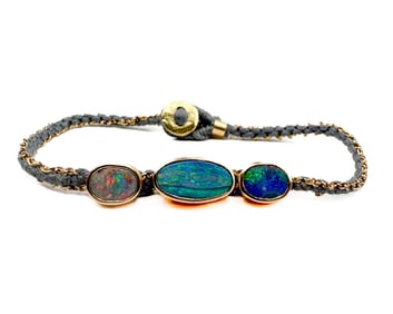 Brooke Gregson 18K Gold Three Opal Silk Cord Bracelet