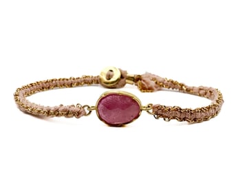 Brooke Gregson 18K Gold Pink Sapphire Gold & Silk Cord Bracelet