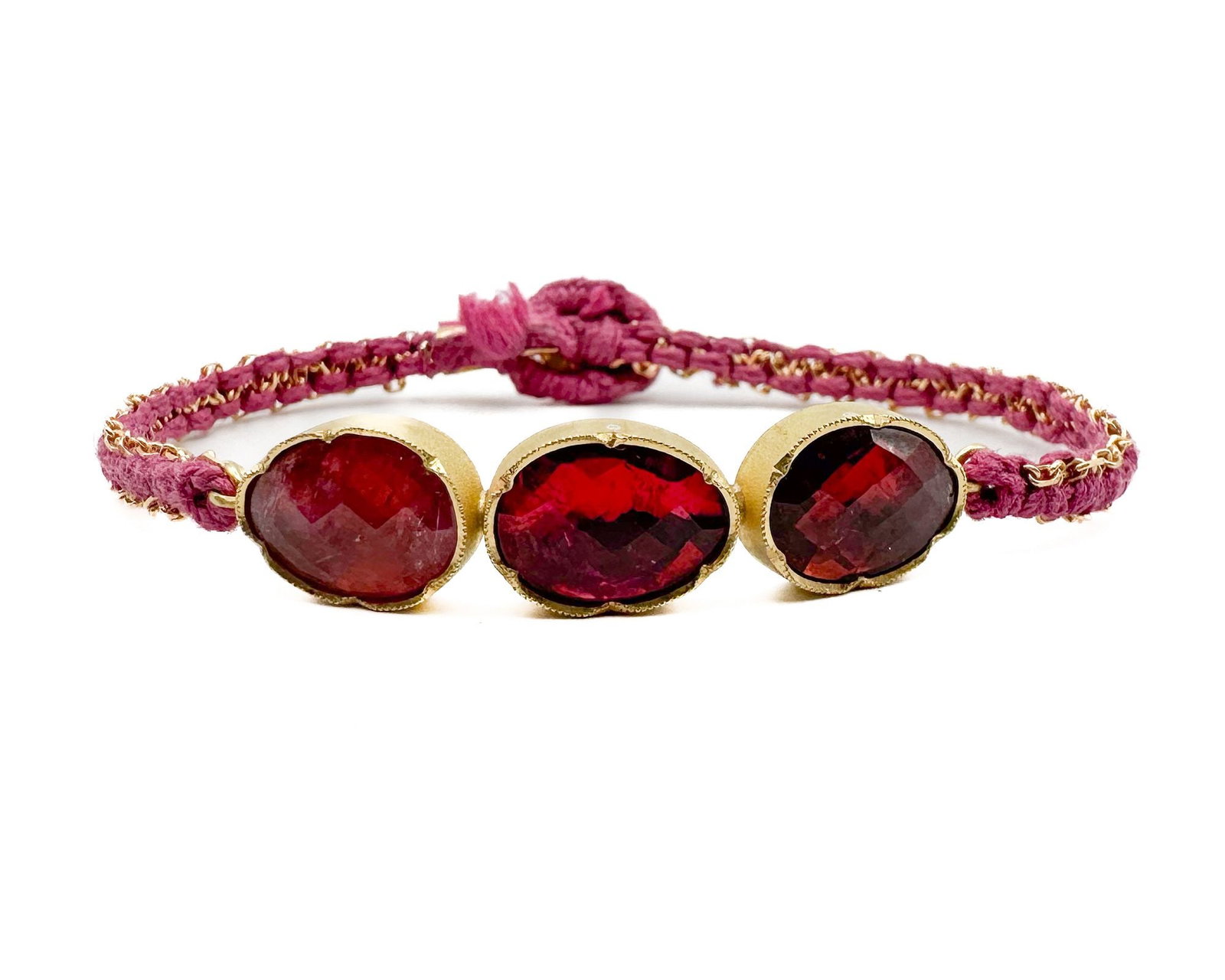 Brooke Gregson 18K Gold Three Tourmaline Gold & Silk Cord Bracelet (1 of 3)