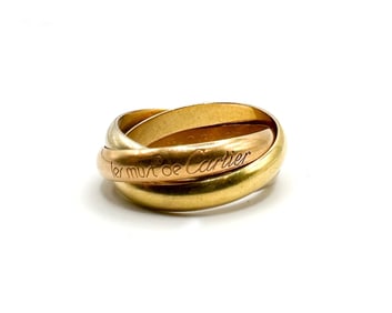 Les Must De Cartier 18K Tri-Color Trinity Ring, Size 7