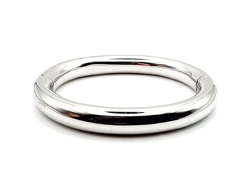 14K White Gold Hinged Bangle Bracelet, Italian Made