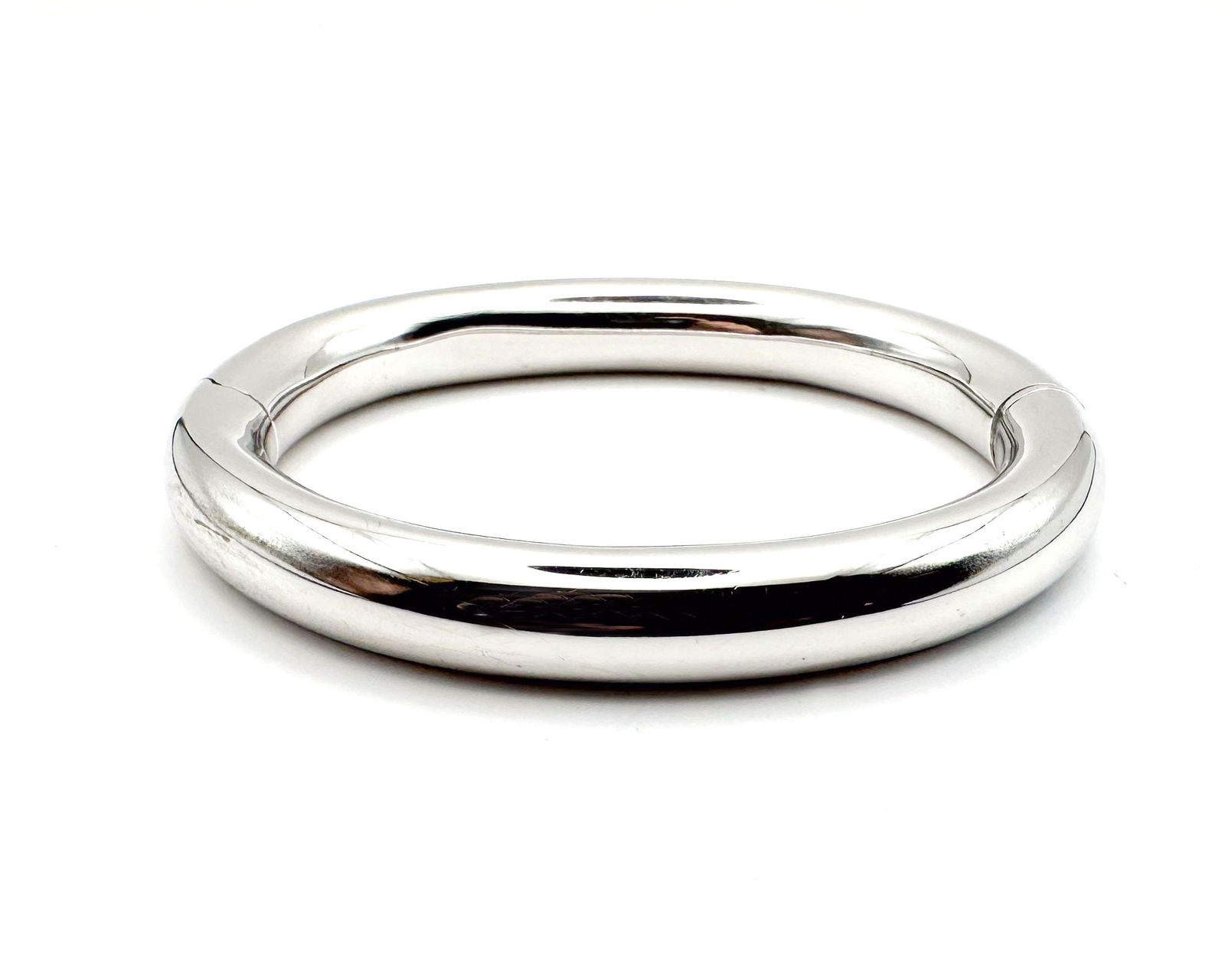 14K White Gold Hinged Bangle Bracelet, Italian Made (1 of 4)