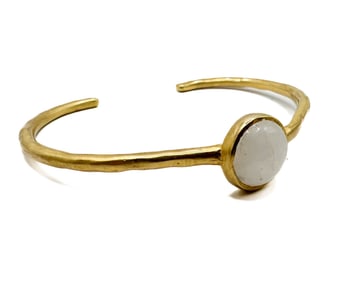 Olga Prieto Tejido 14K Yellow Gold Cuff Bracelet with Moonstone Center