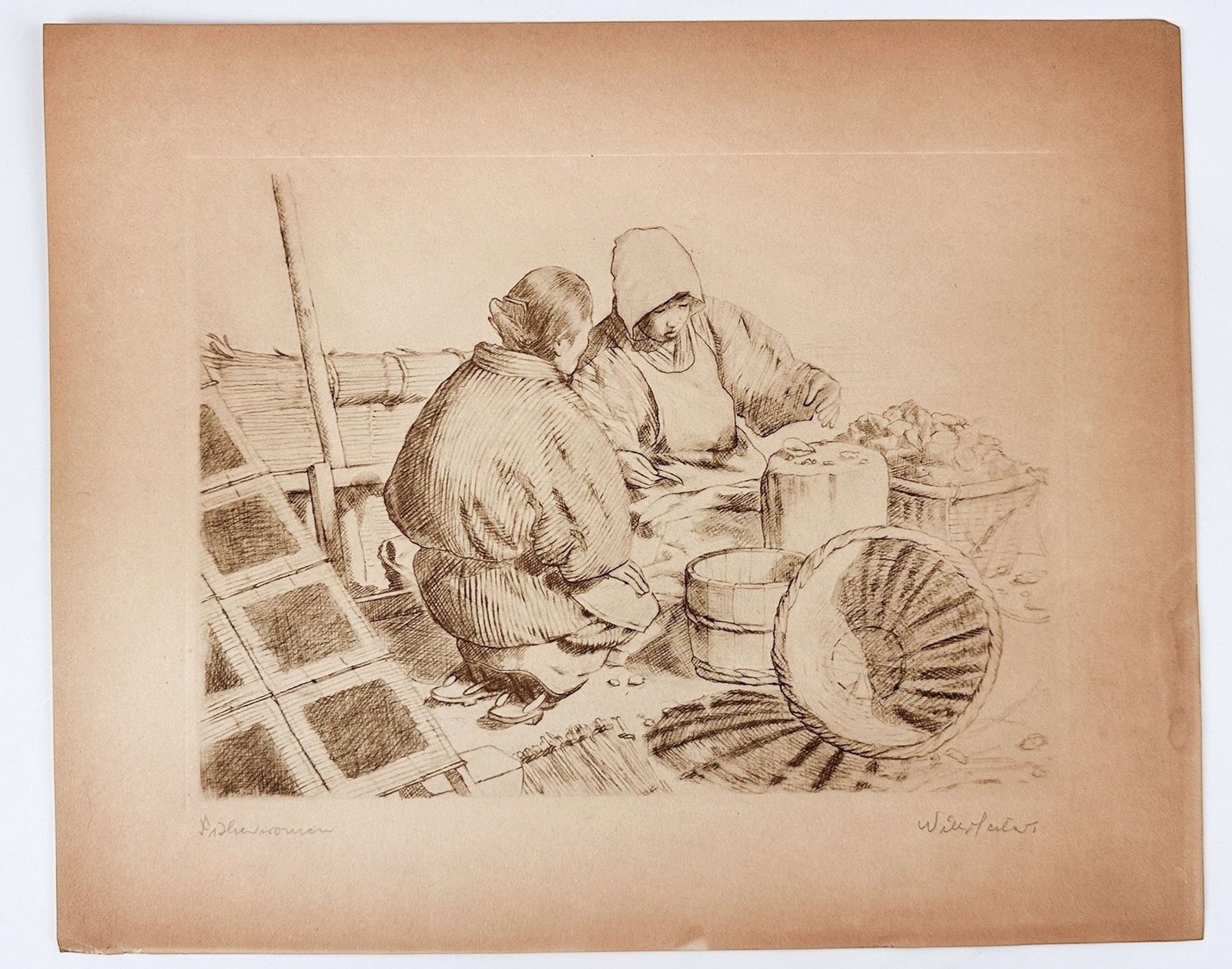 Willy Seiler (1903-1997) Etching On Paper, Fisherwomen, Ed 1/200 (1 of 4)