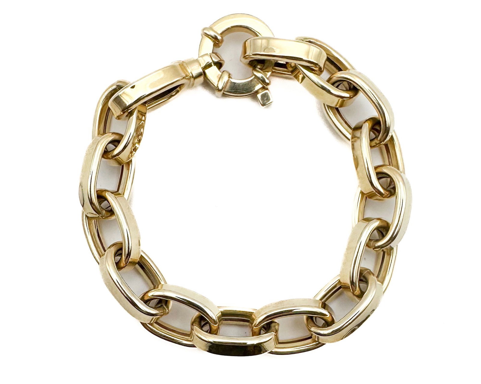 14K Yellow Gold Large Link Bracelet, Italian Made (1 of 3)