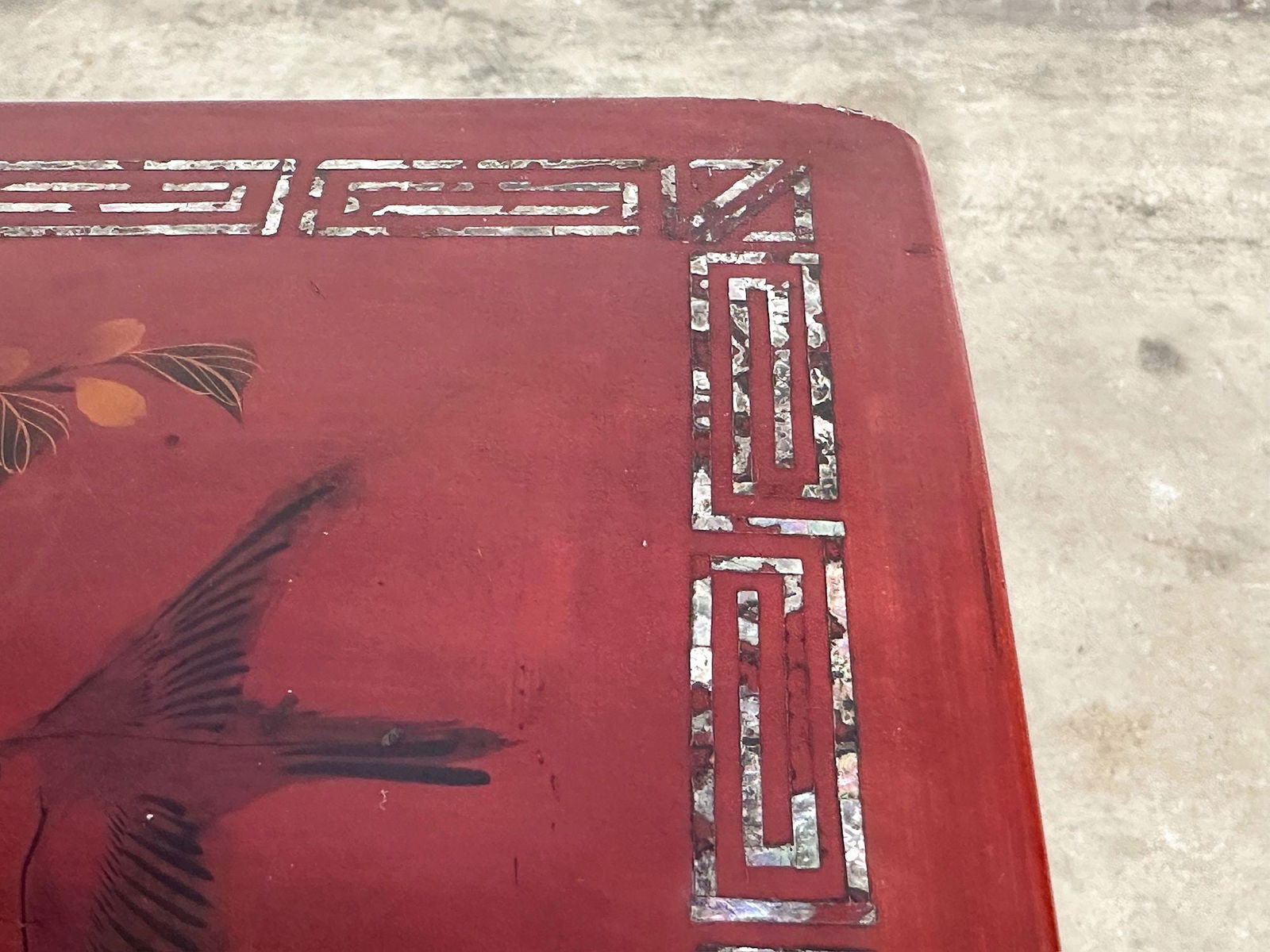 Red Lacquered Nesting Tables With Abalone Inlay - 7