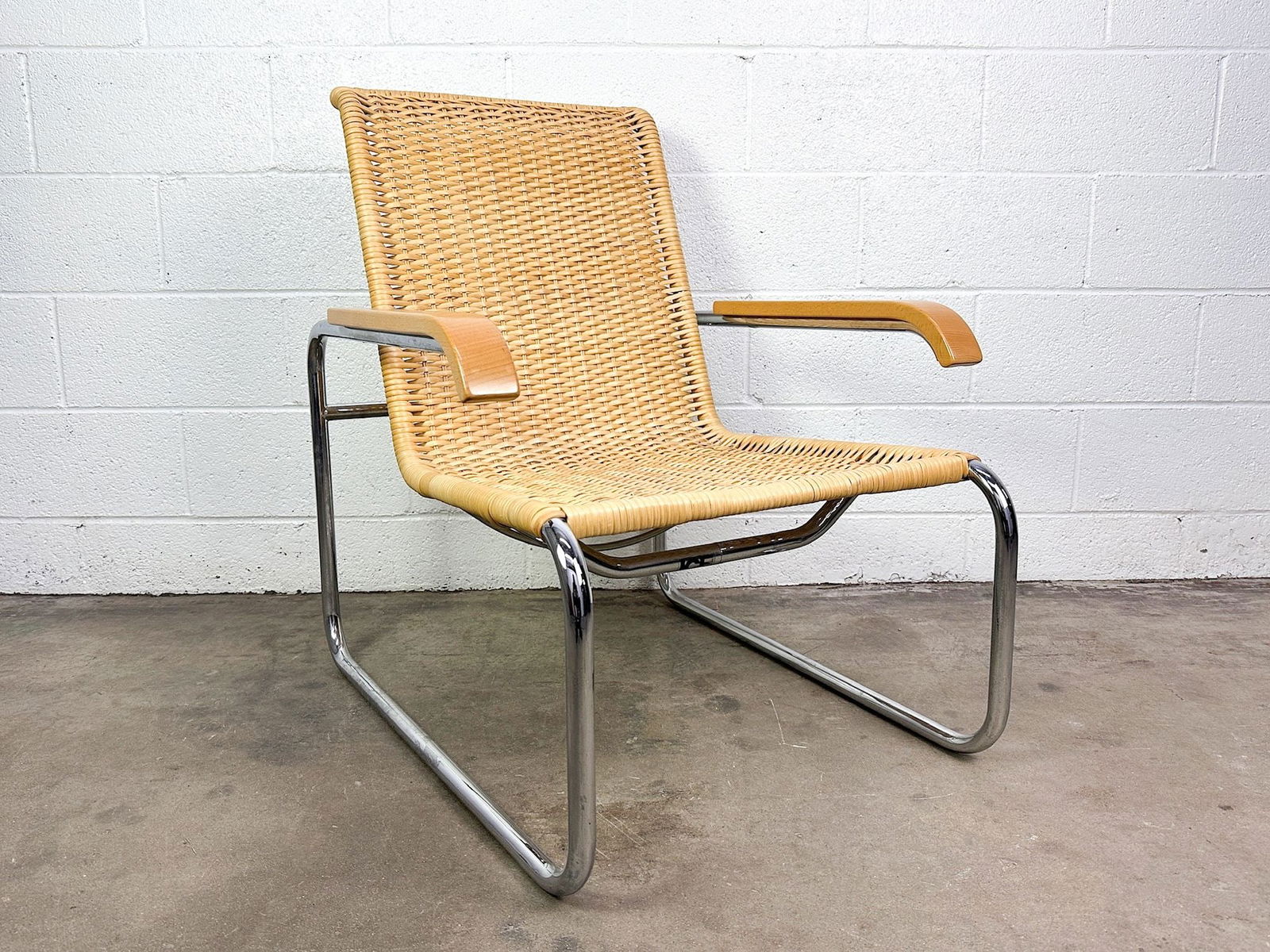 Marcel Breuer B35 Midcentury Rattan Wicker Arm Chair ICF (1 of 5)