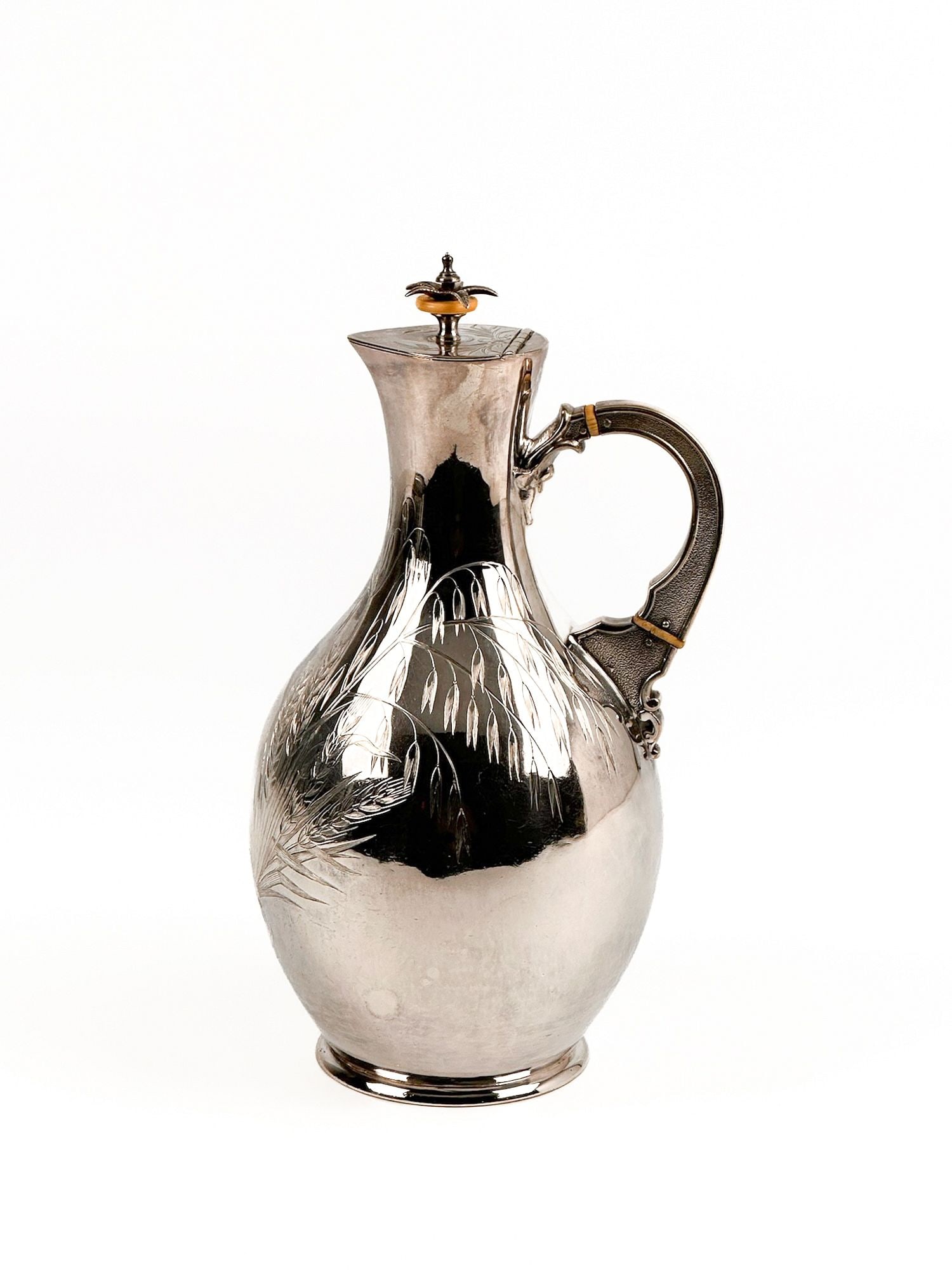 Antique Silver Plated Claret Jug with Etched Wheat Design (1 of 5)