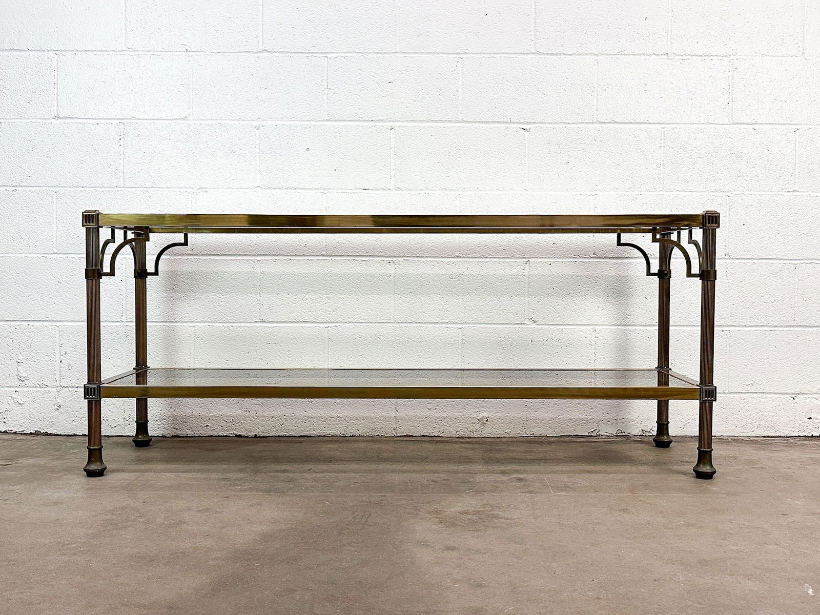Hollywood Regency Style Glass and Metal Console Table (1 of 8)