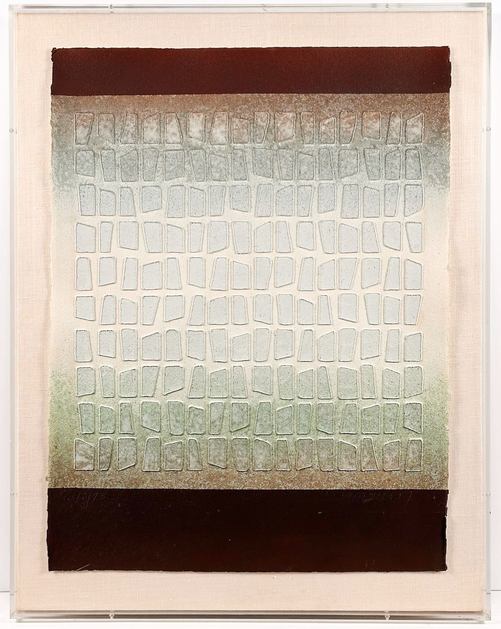 Paul Maxwell (1925-2015) Framed Serigraph Print on Cast Paper, Ed. 18/75: Framed in shadow box. Signed on bottom right. Edition 18/75. Cast paper gives dramatic embossed style texture. Dimensions: Visible approx. 29.25 in H x 22.5 in W. Frame approx. 34.5 in H x 27 in W x 2