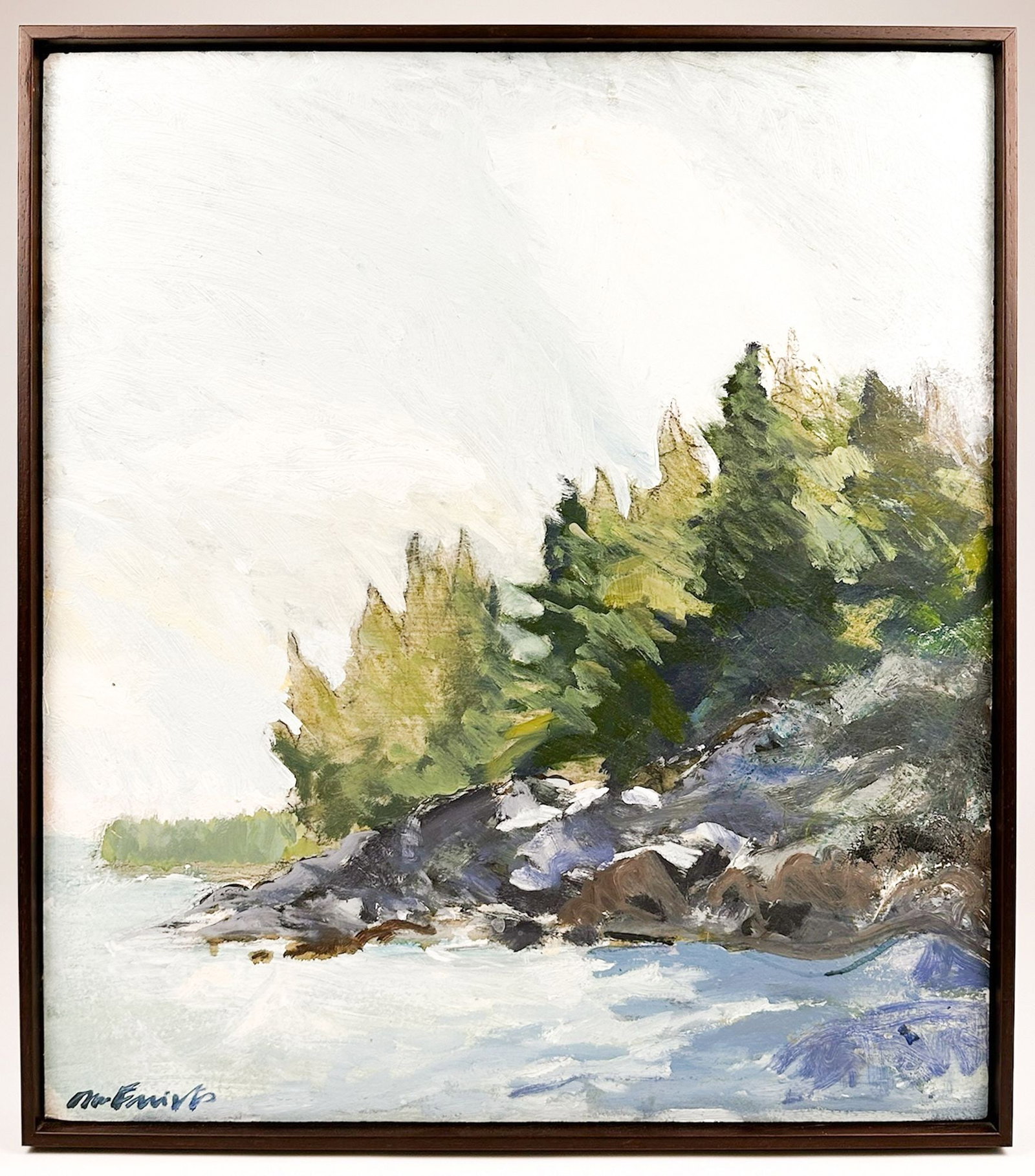 Artist Unknown Coastal Landscape Painting on Panel (1 of 3)