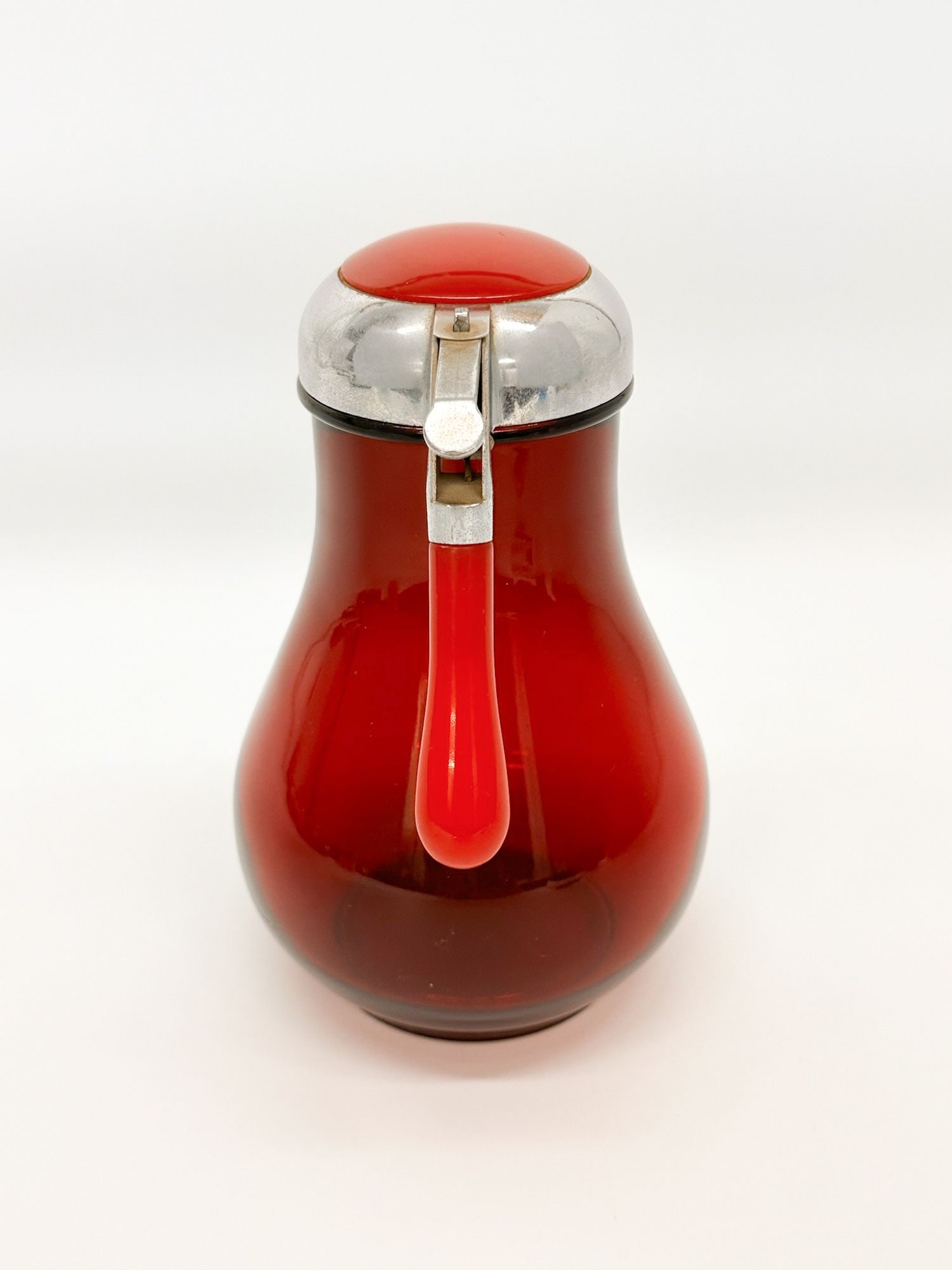 Antique Ruby Red Glass Syrup/Batter Pitcher - 2