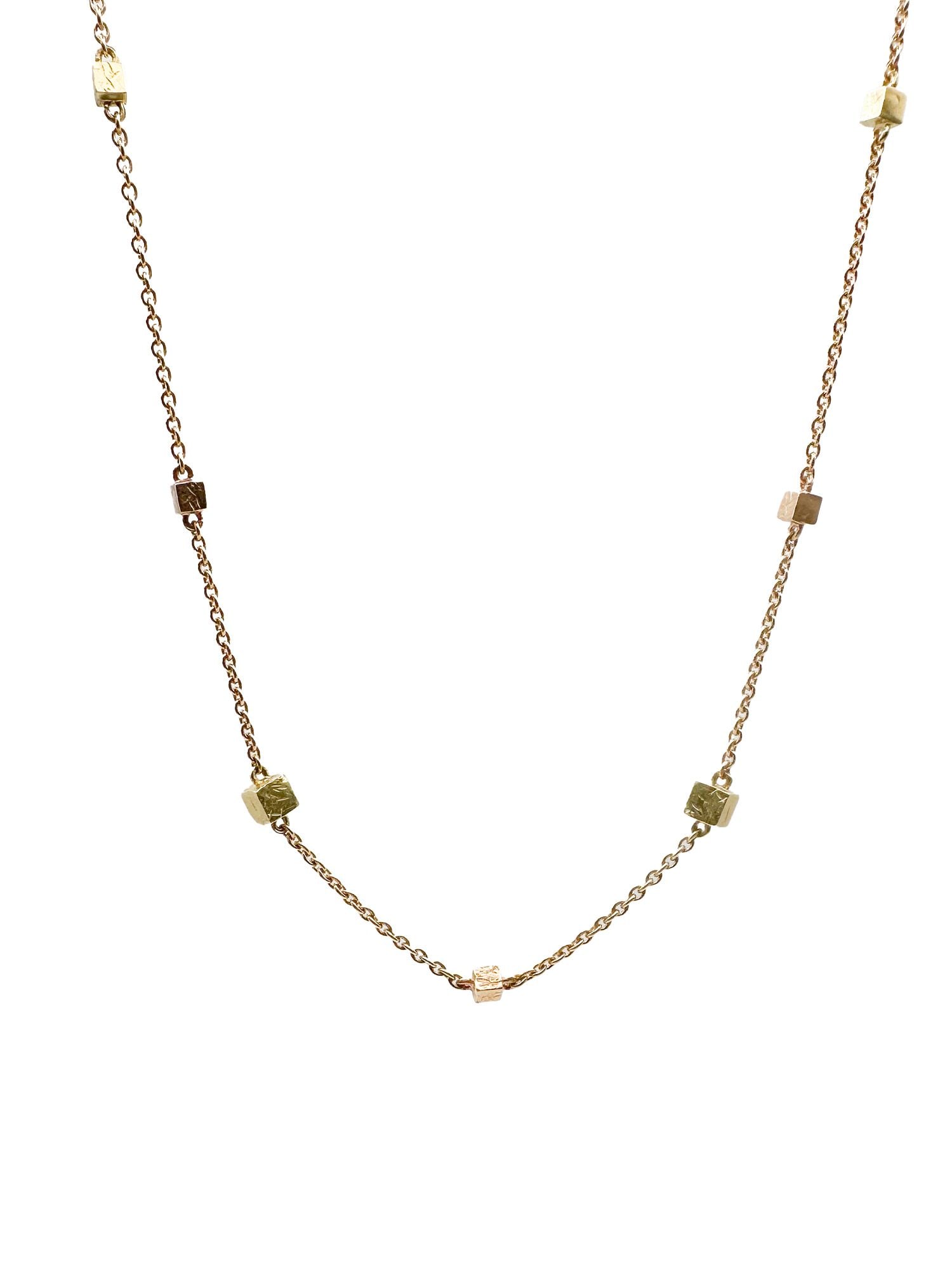 18K Rose and Yellow Gold Square Beads Necklace (1 of 4)