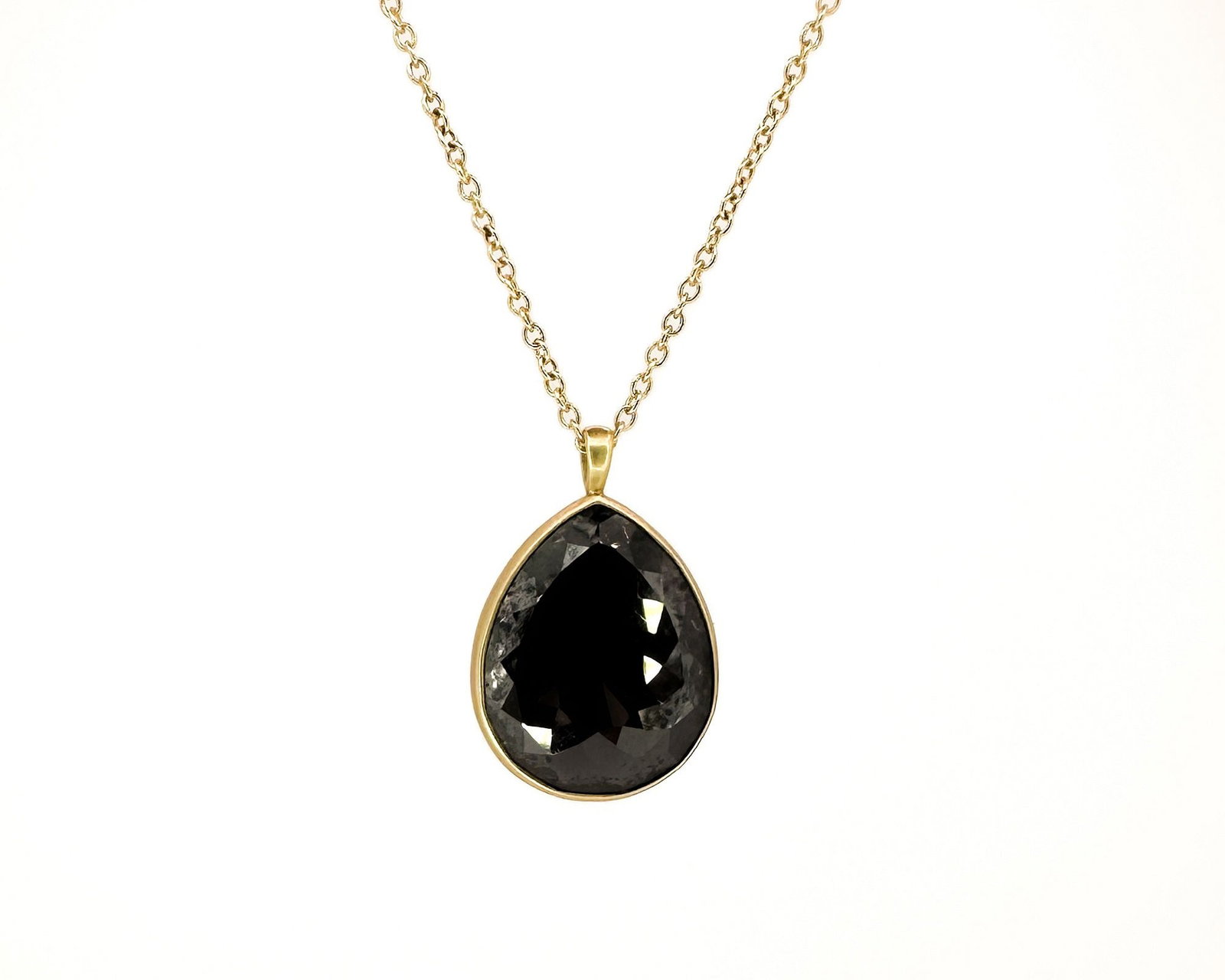 Me & Ro 18K Yellow Gold and Faceted Hematite Pendant Necklace (1 of 5)