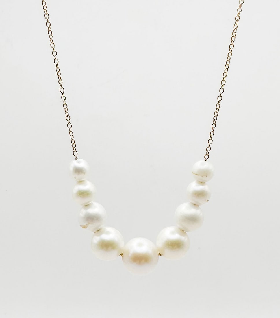 Zoe Chicco 14K Gold Graduated Pearl Necklace: Zoe Chicco necklace featuring a graduated cluster of pearls on a 14K gold chain. Adjustable length: 16, 17, or 18 inches. Weighs 5.4 grams.