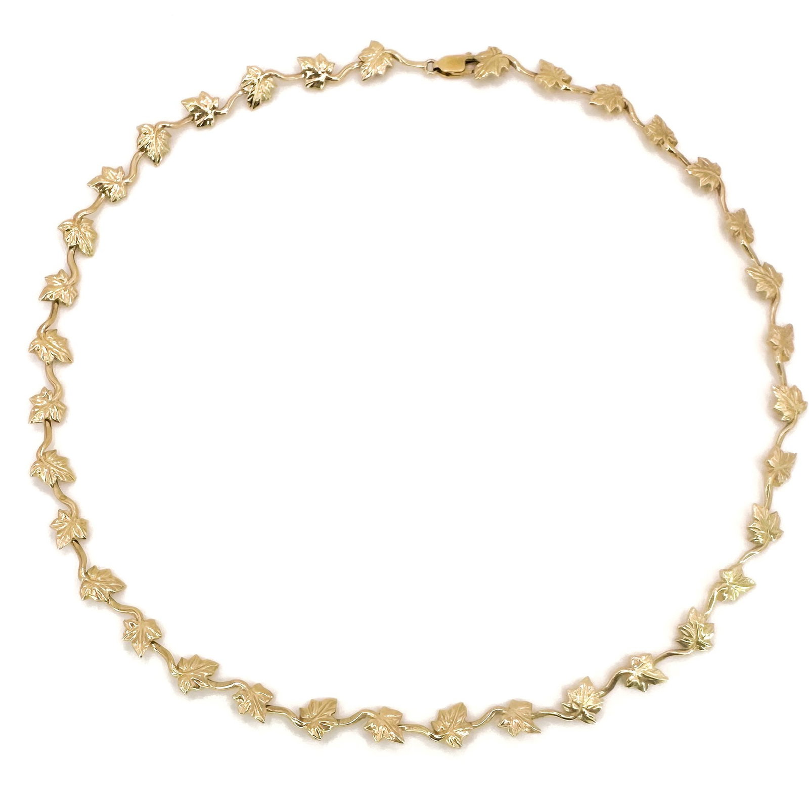 14K Yellow Gold Leaf Link Necklace, 21.6 grams (1 of 3)