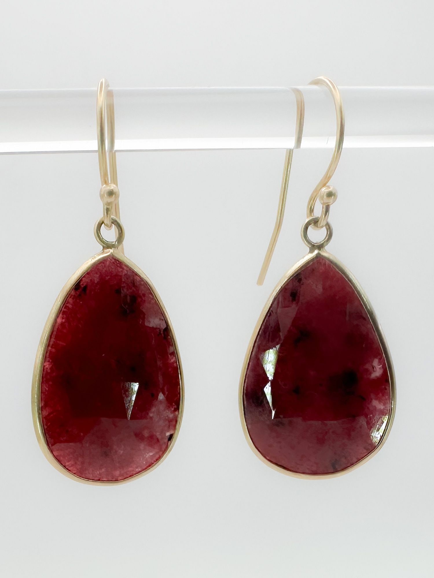 Margaret Solow 18K Gold Teardrop Ruby Earrings (1 of 2)