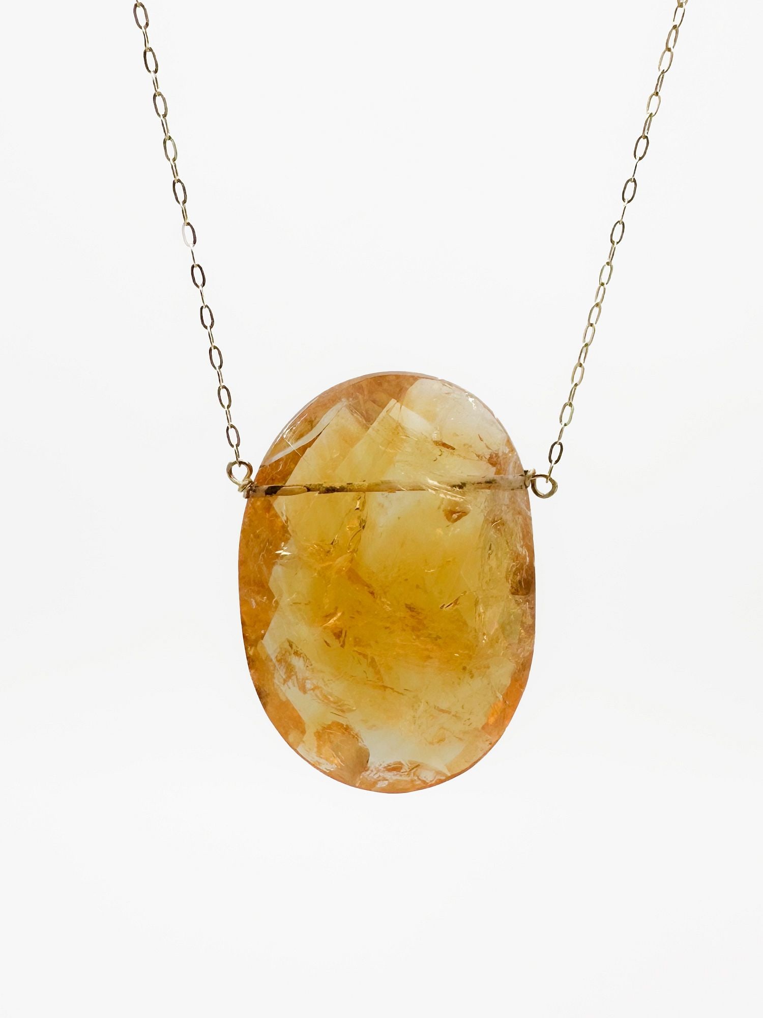 14K Gold & Faceted Citrine Pendant Necklace (1 of 3)