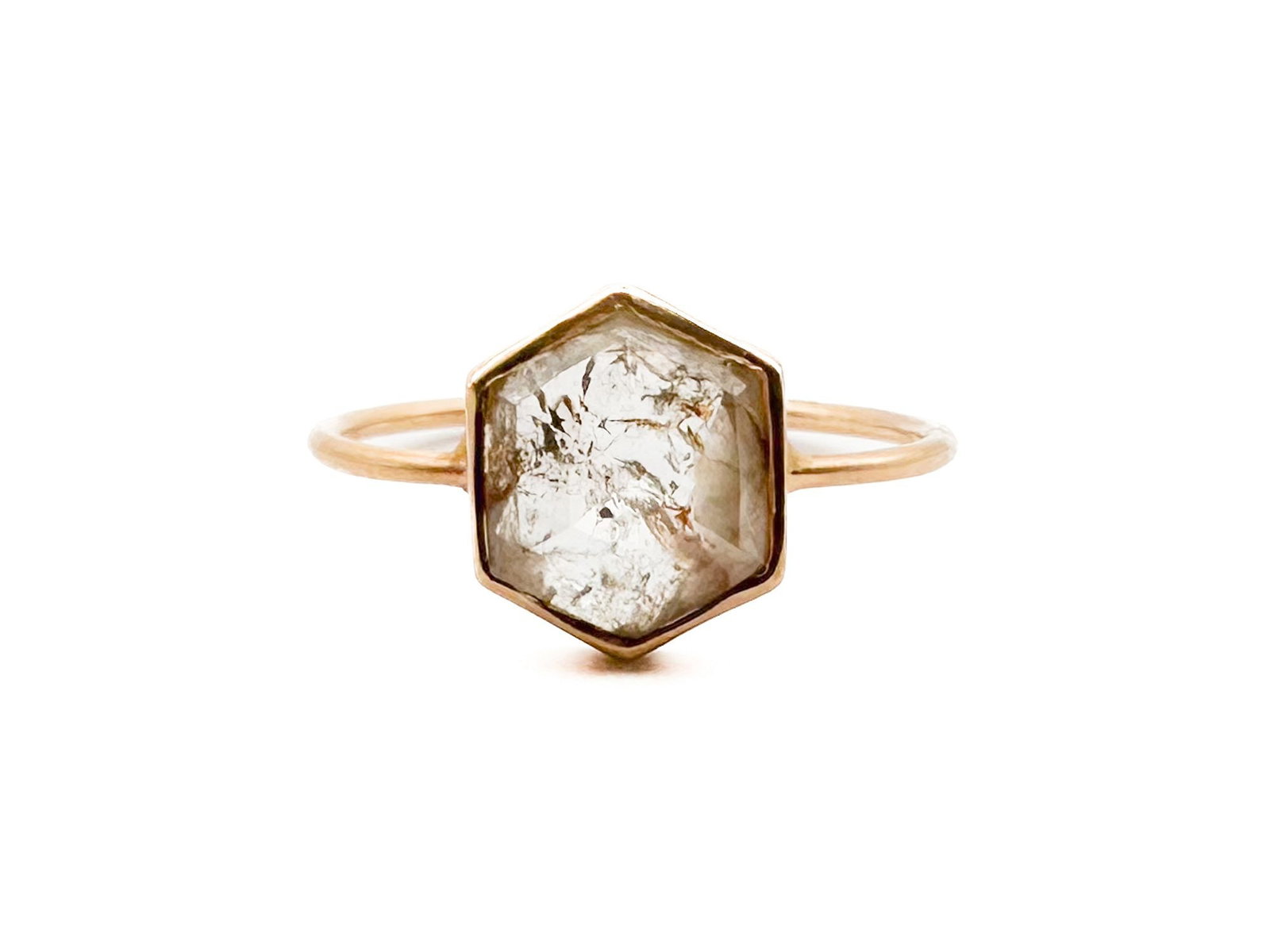 Margaret Solow 18K Rose Gold Rustic Diamond Ring, Size 6.5 (1 of 4)