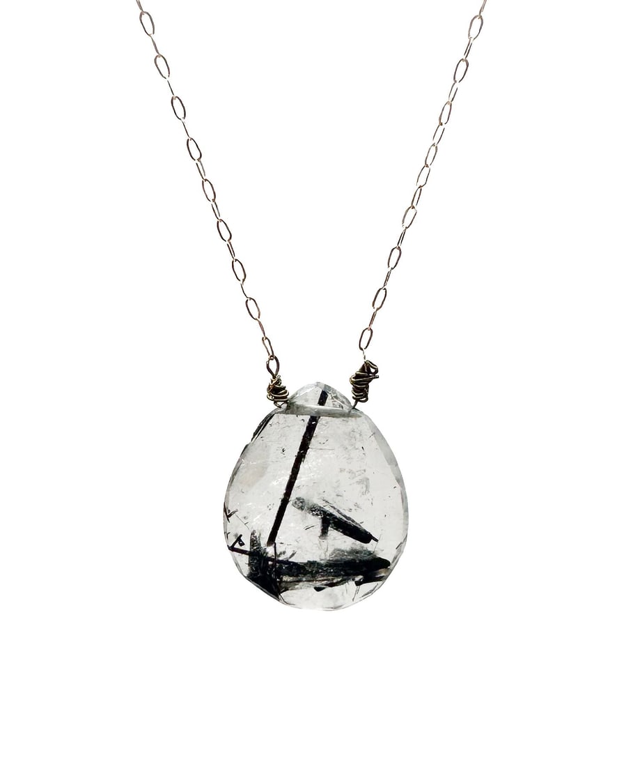 Margaret Solow 14K Gold and Rutilated Quartz Pendant Necklace (1 of 4)