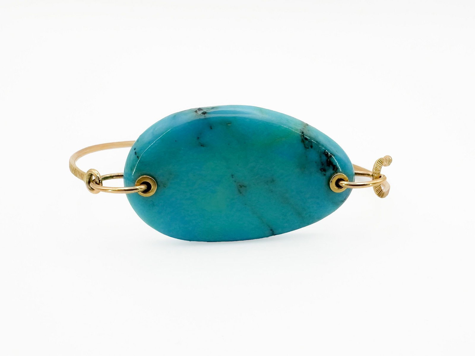 Jamie Joseph 14K Gold Turquoise Bracelet: Jamie Joseph 14K yellow gold bracelet featuring a large turquoise stone. 6 1/2 inches, 9.8 grams.