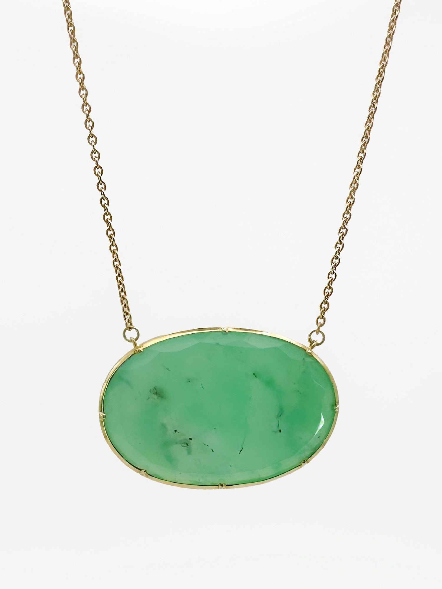 18K Gold & Chrysoprase Pendant Necklace, Italy (1 of 4)
